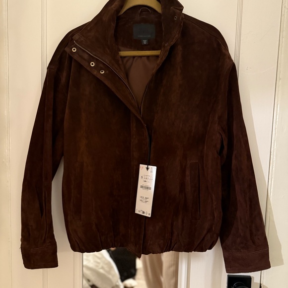 ZARA Suede Leather Jacket – Dark Brown – Size S – New With Tags - Picture 2 of 5